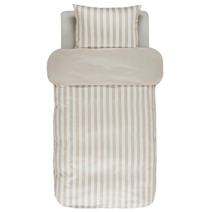 Bézs csíkos pamut szatén ágynemű, 140 x 220 cm, Marc O'Polo