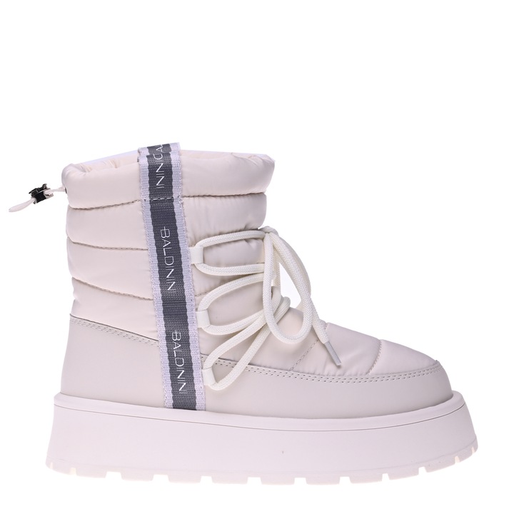 Baldinini, Ghete slip-on flatform cu garnituri din piele, Alb fildes