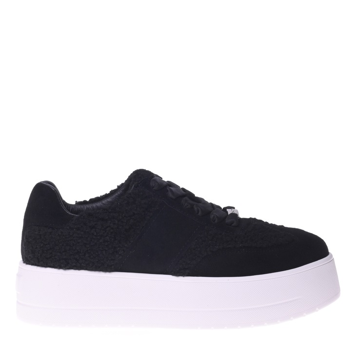 Baldinini, Pantofi sport flatform cu garnituri din piele intoarsa, Negru