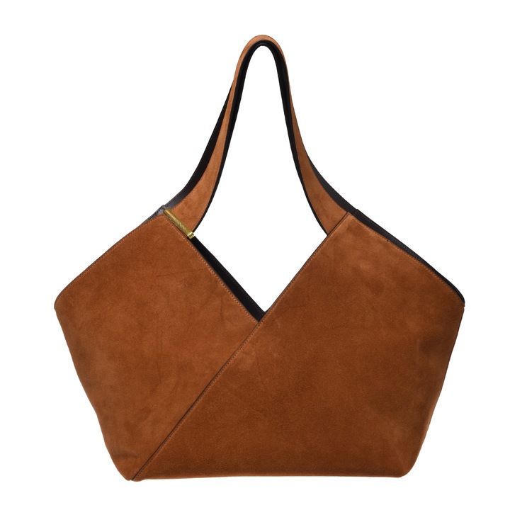 Geanta shopper Baldinini din piele intoarsa, Maro, 30x48x15