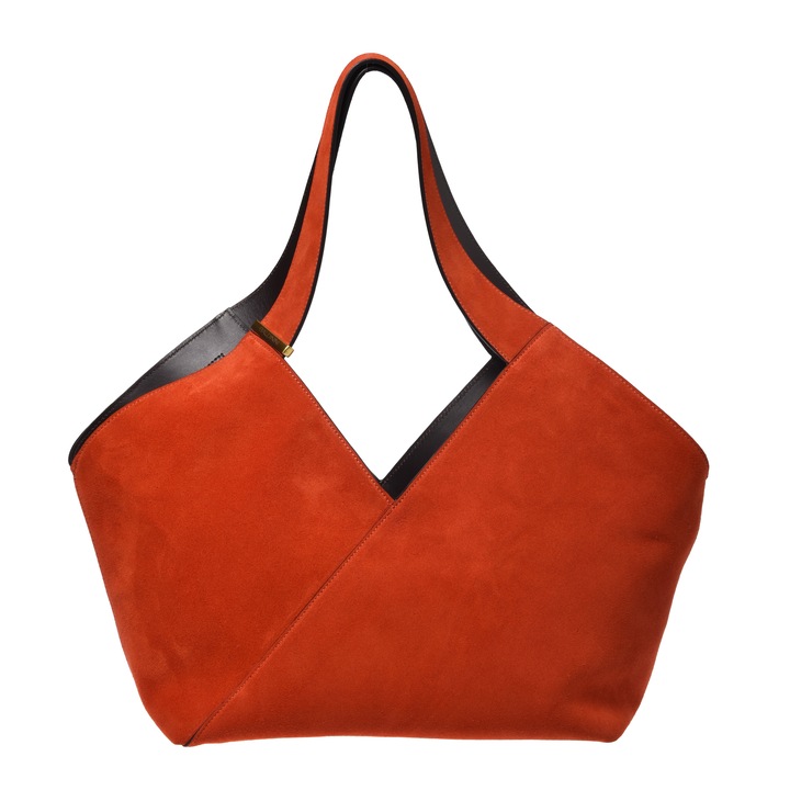 Geanta shopper Baldinini din piele intoarsa, Rosu, 30x48x15