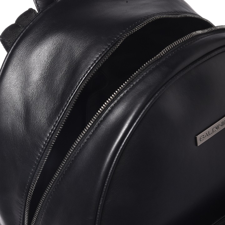 Baldinini, Rucsac din piele cu buzunar cu fermoar, Negru