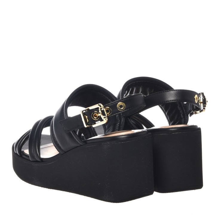 Baldinini, Sandale wedge din piele, Negru