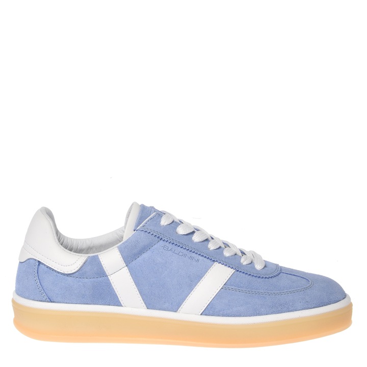 Baldinini, Pantofi sport low-cut de piele si piele intoarsa, Albastru