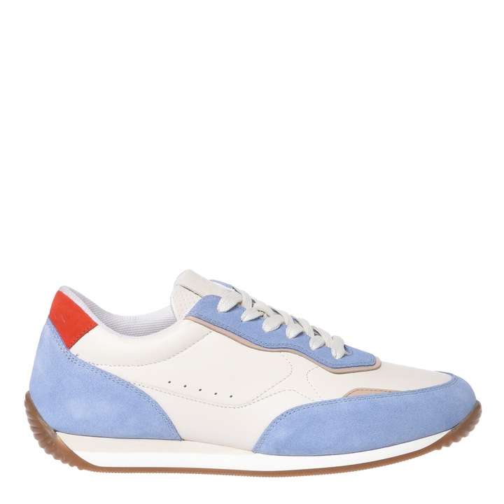 Baldinini, Pantofi sport de piele si piele nabuc cu model colorblock, Albastru