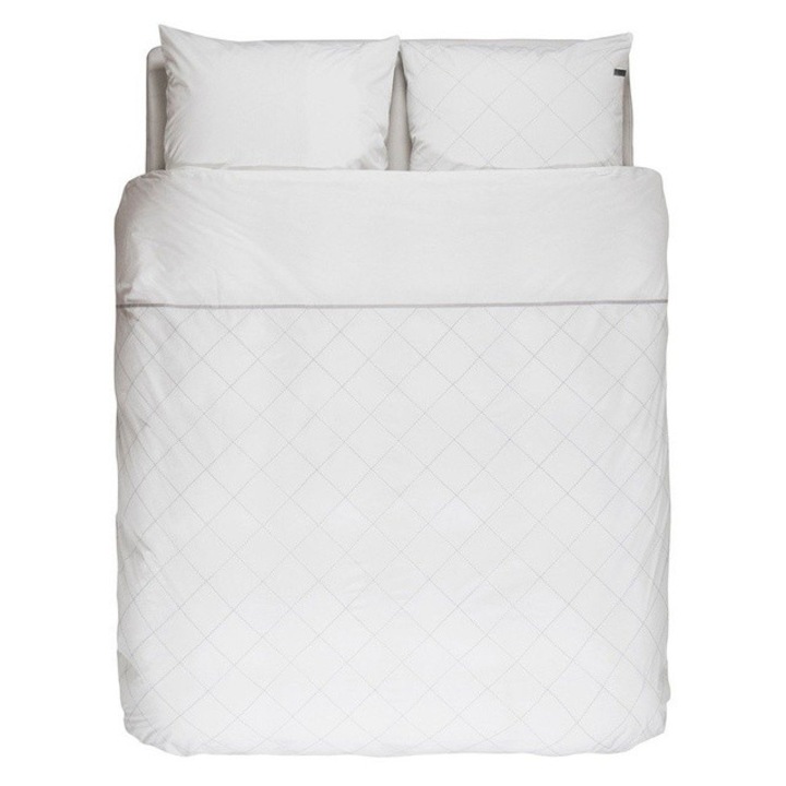 Fehér kockás perkal ágynemű, holland ágynemű, dekoratív párnahuzatok, Essenza, 140 x 220 cm