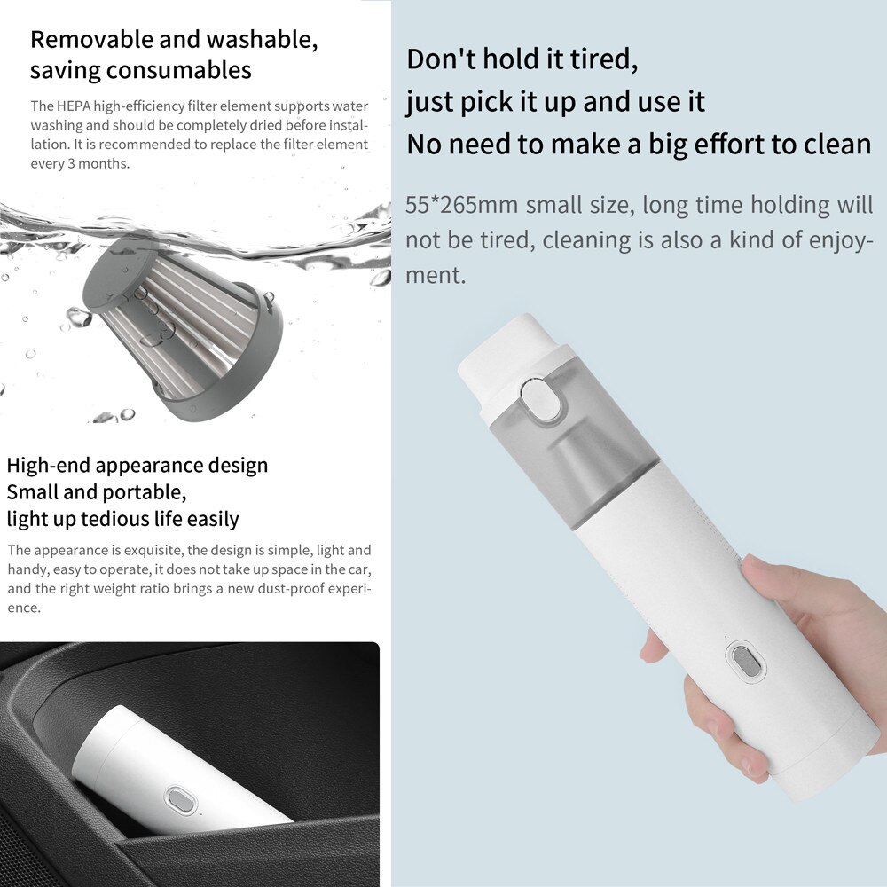 Aspirator de mână fără fir Xiaomi Lydsto H2, 16000 Pa, filtru HEPA, 120 W, 26,5x5,5cm