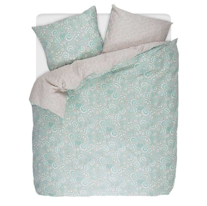 Türkiz színű, 200 x 220 cm-es, Esprit márkájú, pamut szatén ágynemű szett