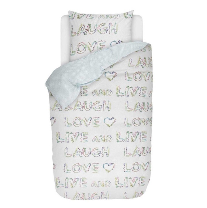 Színes pamut perkal ágynemű szett felirattal, 140 x 220 cm, Esprit