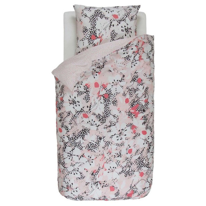 Rózsaszín virágmintás, 135 x 200 cm-es, pamut szatén ágynemű szett, Esprit