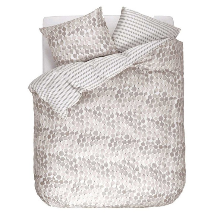Modern mintázatú szatén pamut ágynemű szett, szürke, 200 x 220 cm, Esprit