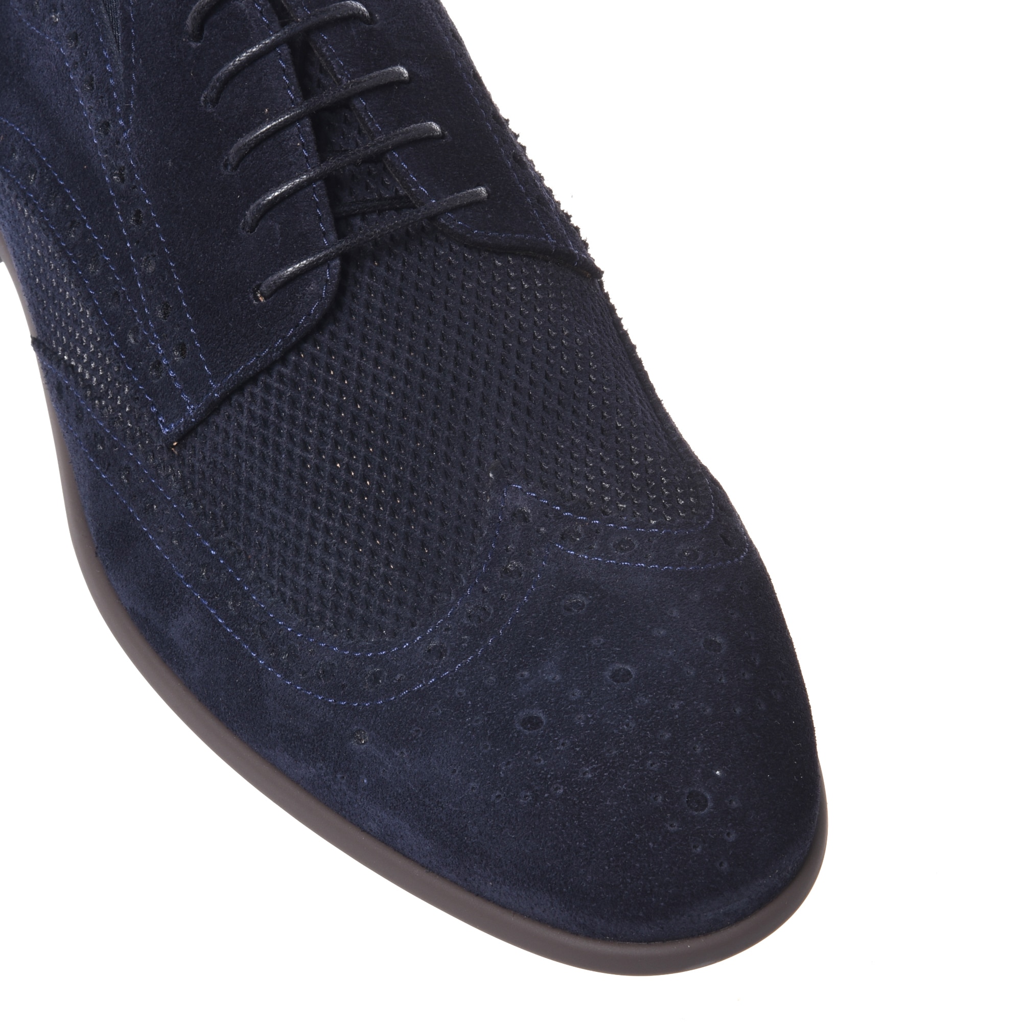 Baldinini, Pantofi brogue de piele intoarsa, Albastru, 44