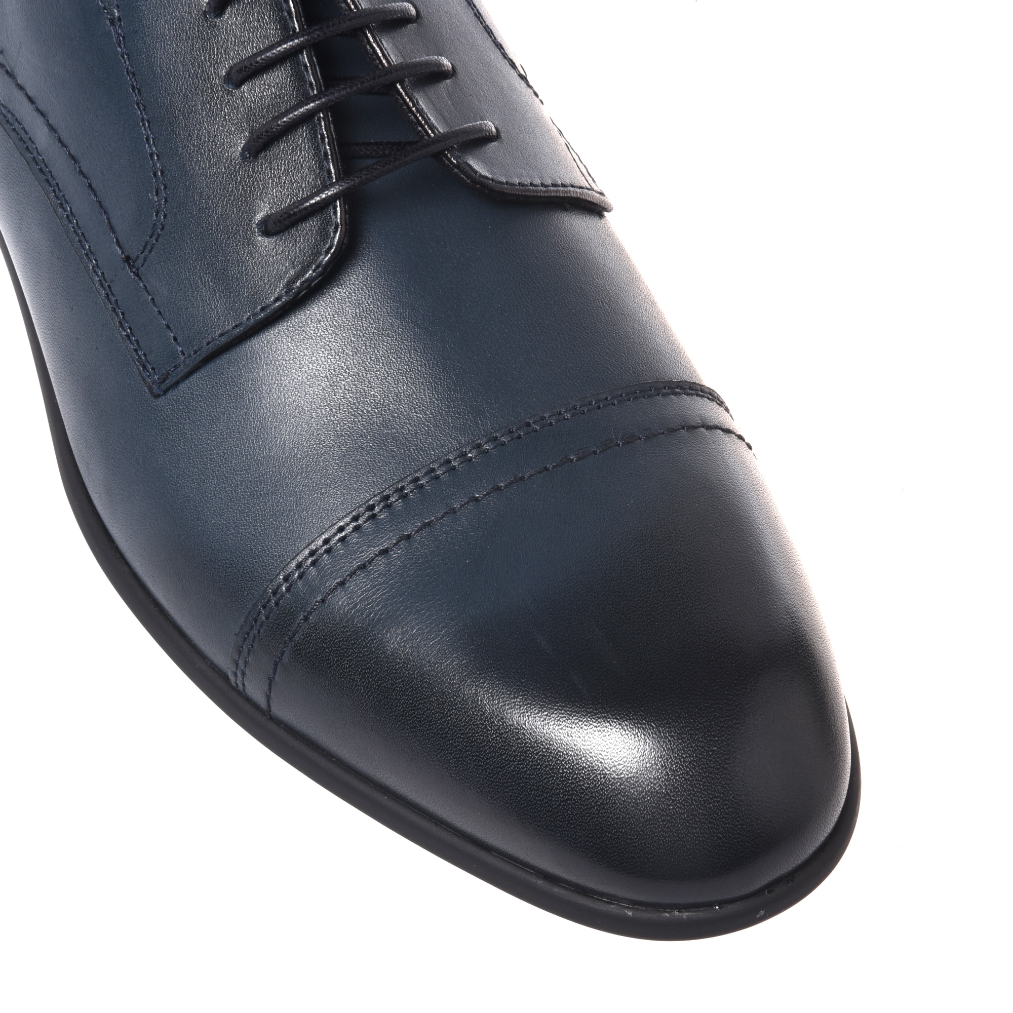 Baldinini, Pantofi derby de piele cu sireturi, Albastru, 44