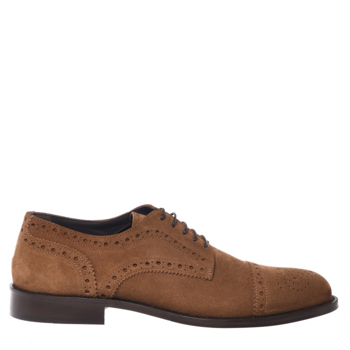 Baldinini, Pantofi brogue de piele intoarsa, Maro