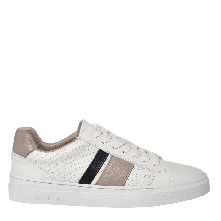 Baldinini, Pantofi sport low-cut de piele, Alb murdar