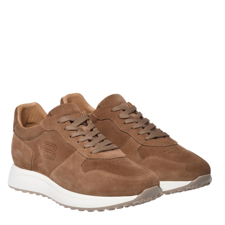 Baldinini, Pantofi sport de piele intoarsa cu garnituri de piele, Maro