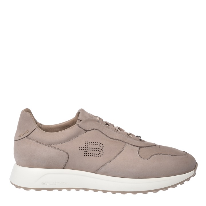 Baldinini, Pantofi sport de piele nabuc cu sireturi elastice, Bej