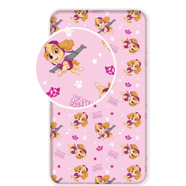 Cearsaf cu elastic, Almido, Patrula Catelusilor Pup Power, 90x200 cm