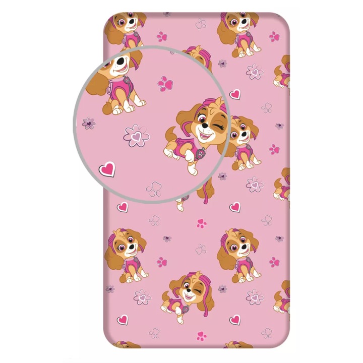 Cearsaf cu elastic, Almido, Paw Patrol Skye, Patrula Catelusilor, 90x200 cm