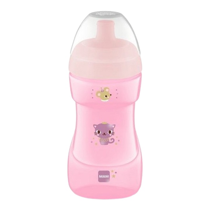 MAM Sports Cup, 856655, Rózsa, 330 ml-es sportitató pohár, cseppmentes, itatófejes