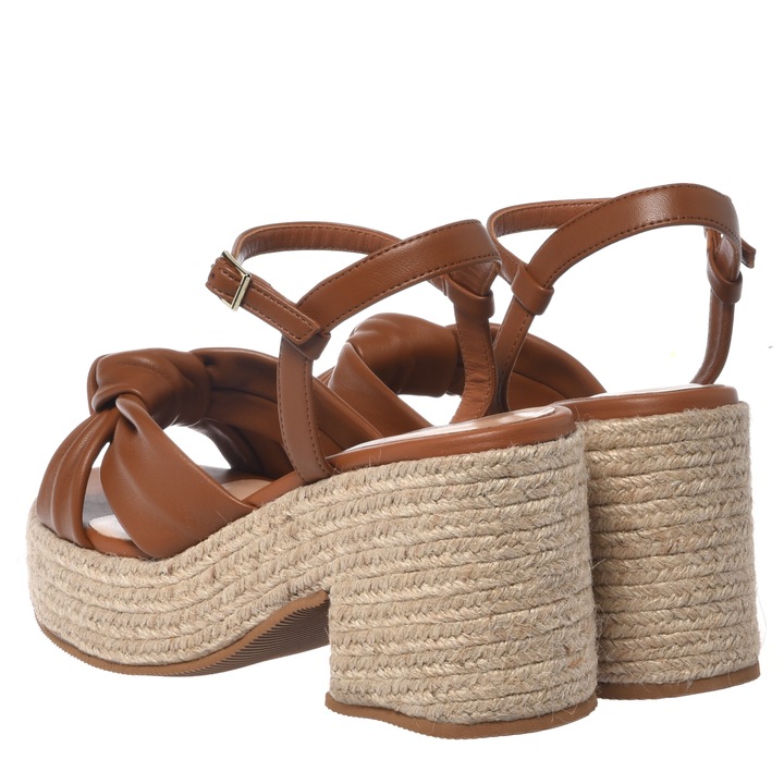 Baldinini, Sandale din piele cu design funda, Maro