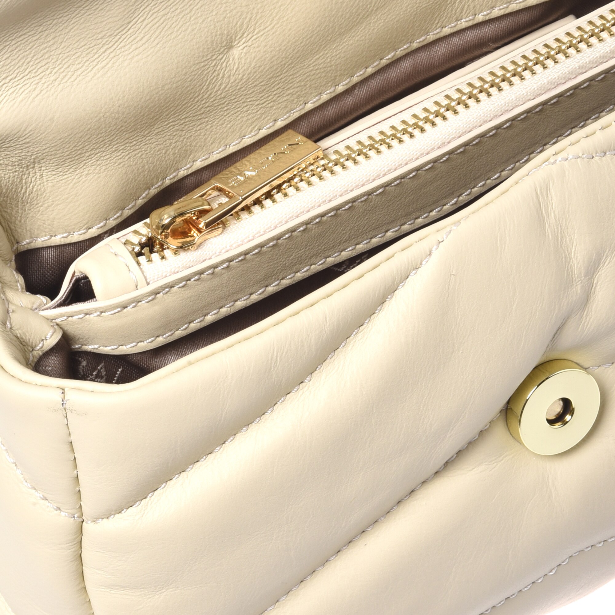 Baldinini, Geanta crossbody din piele, Alb murdar