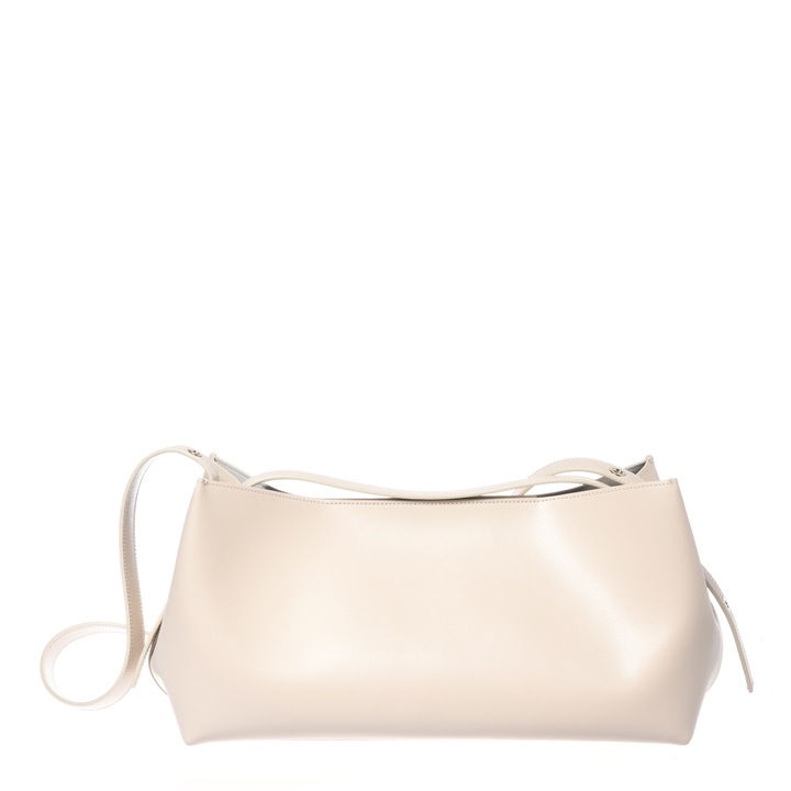 Baldinini, Geanta din piele cu bareta de uamr si doua compartimente, Alb murdar