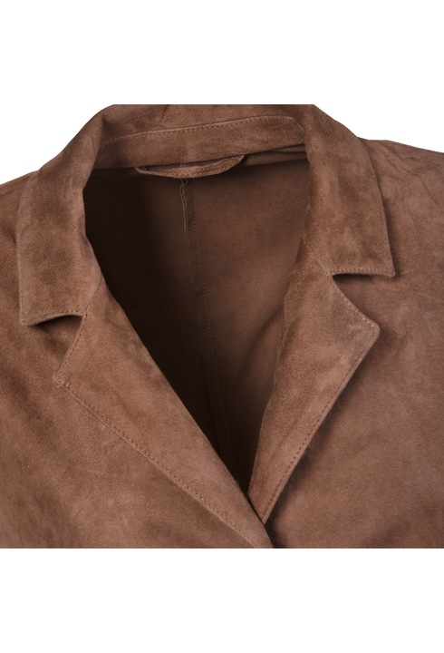 Baldinini, Haina scurta din piele intoarsa cu cordon in talie, Maro