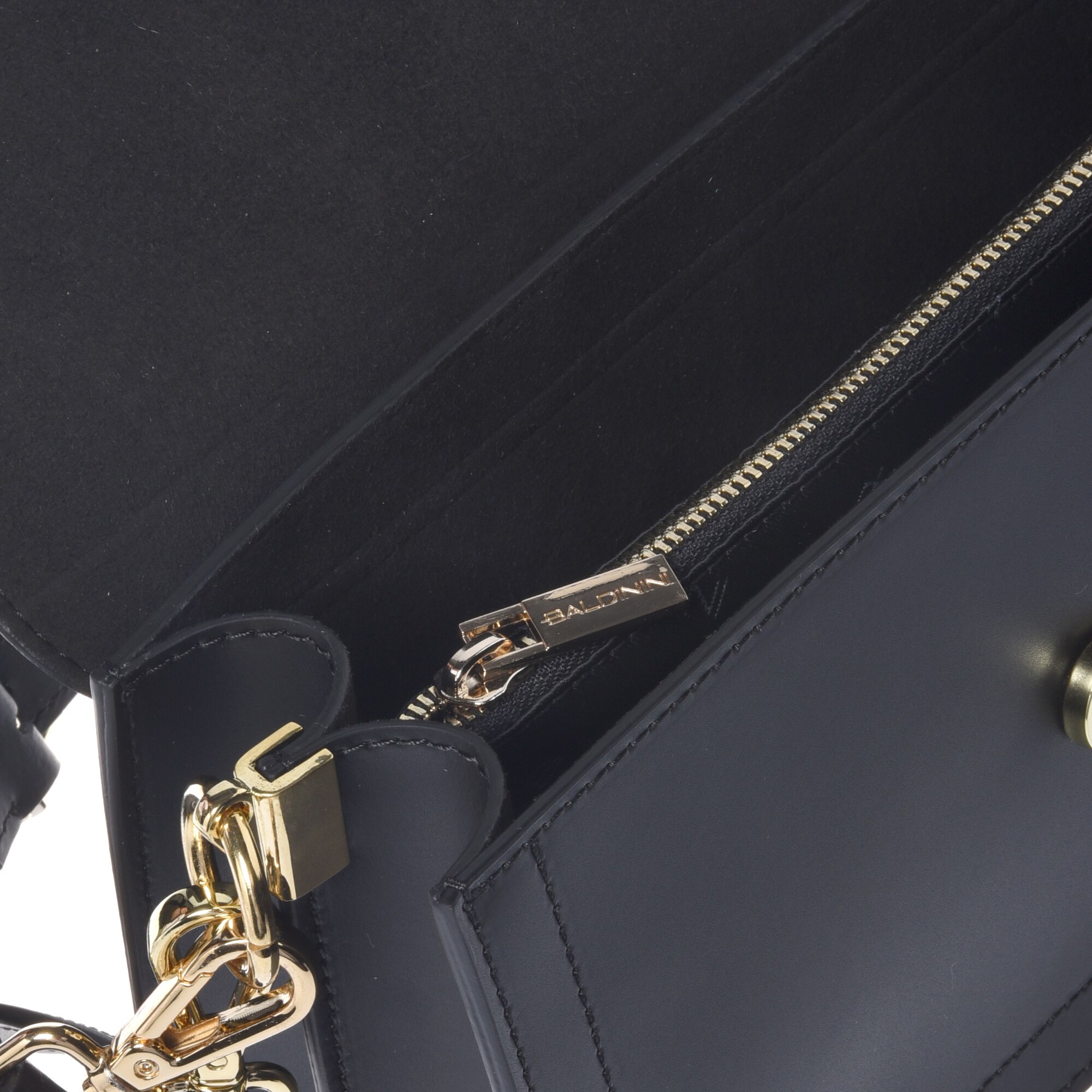 Baldinini, Geanta crossbody din piele cu bareta detasabila, Negru