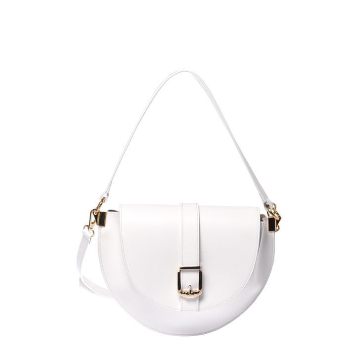 Baldinini, Geanta din piele cu bareta de umar detasabila, Alb