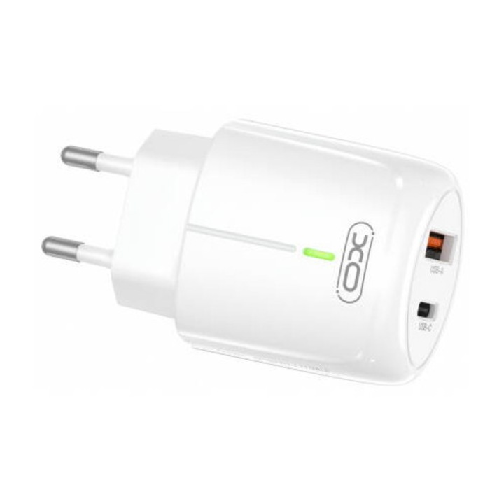 Incarcator XO Design Retea L114 20W 3A 1 x USB-A - 1 x USB-C Alb