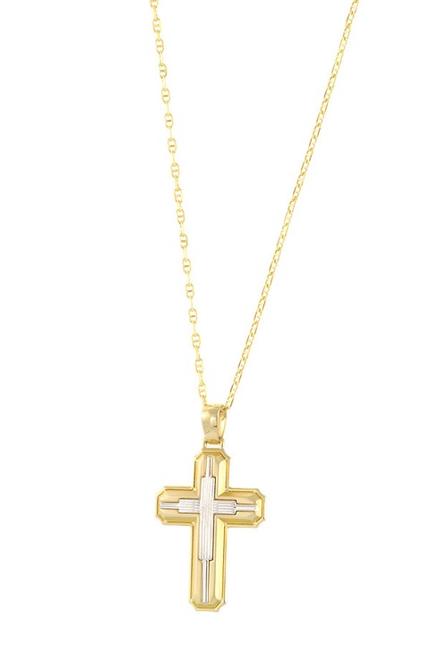 Crucifix din aur de 14K cu lant din aur de 9K, E-ORO.GR