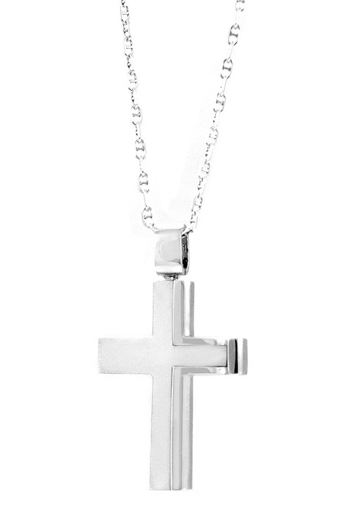 Colier dama, Val'Oro, aur alb, cu pandantiv, argintiu