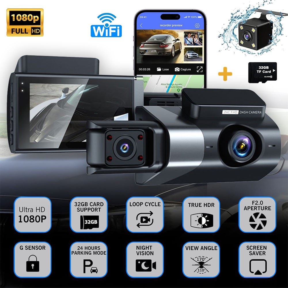 Camera auto de bord fata-spate REDTIGER F7NP 4K+FHD, WiFi, Night