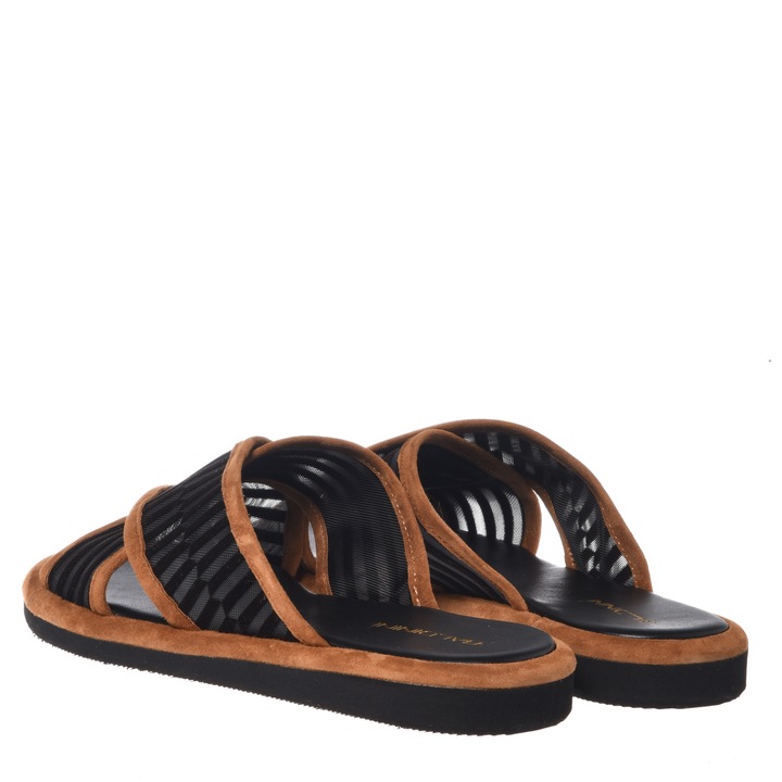 Baldinini, Papuci din piele si material textil, Alb murdar