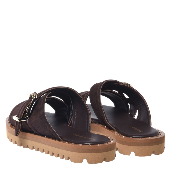 Baldinini, Papuci din piele intoarsa cu catarama, Maro