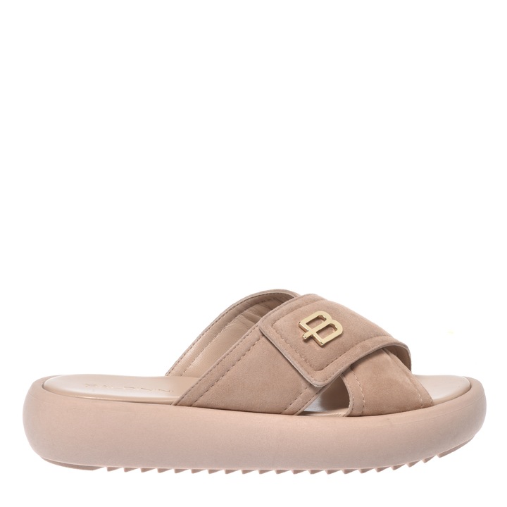 Baldinini, Papuci din piele intoarsa cu platforma, Crem