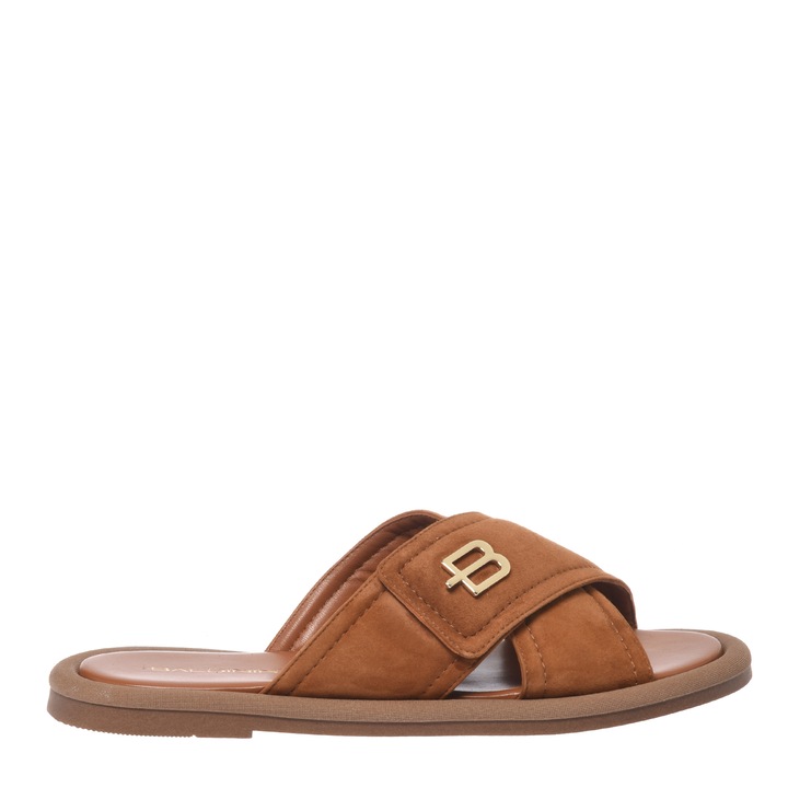 Baldinini, Papuci din piele intoarsa si bretele incrucisate, Maro