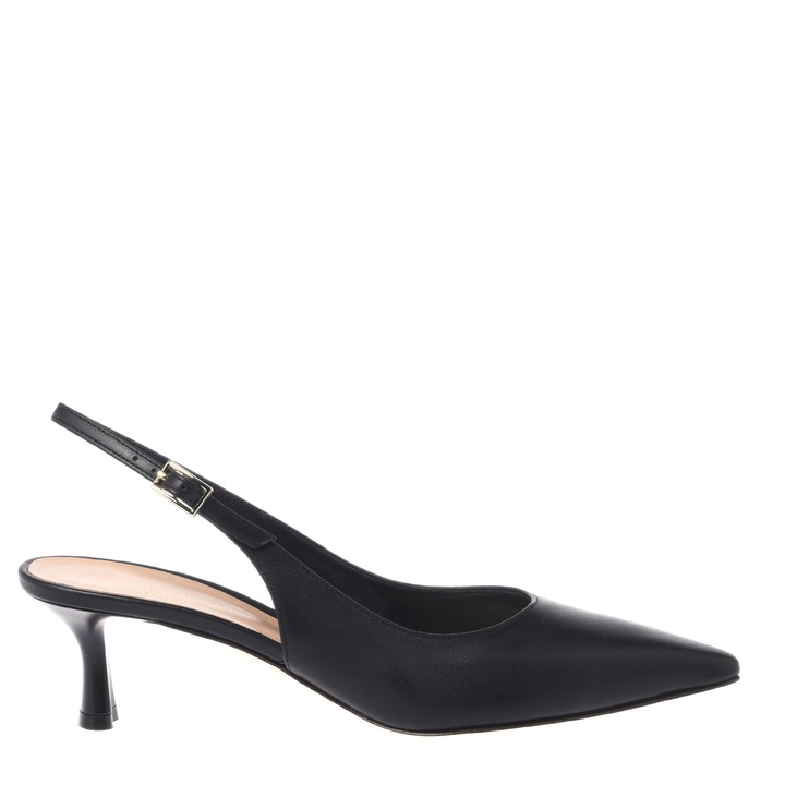 Baldinini, Pantofi slingback din piele cu varf ascutit si toc, Negru