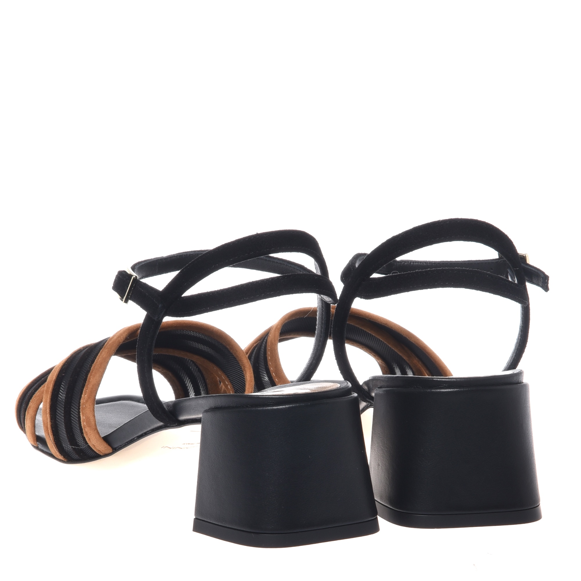 Baldinini, Sandale din piele intoarsa si plasa cu toc masiv, Alb murdar, 36