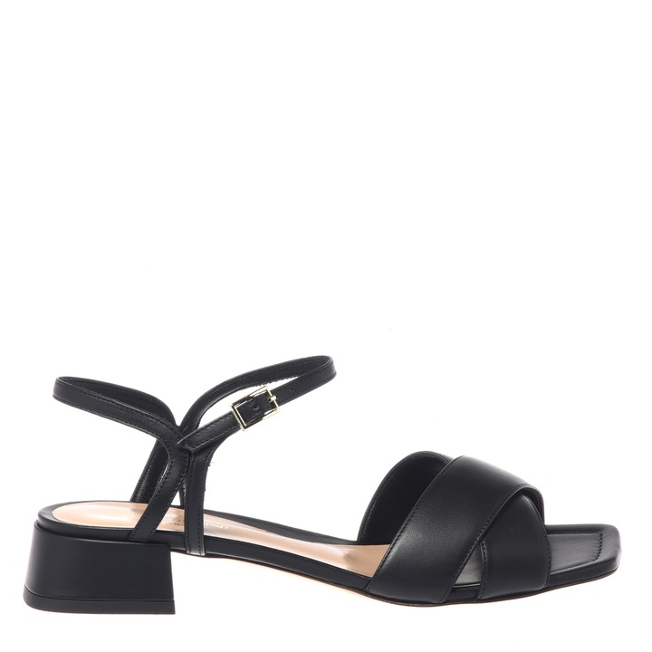Baldinini, Sandale din piele cu toc masiv, Negru