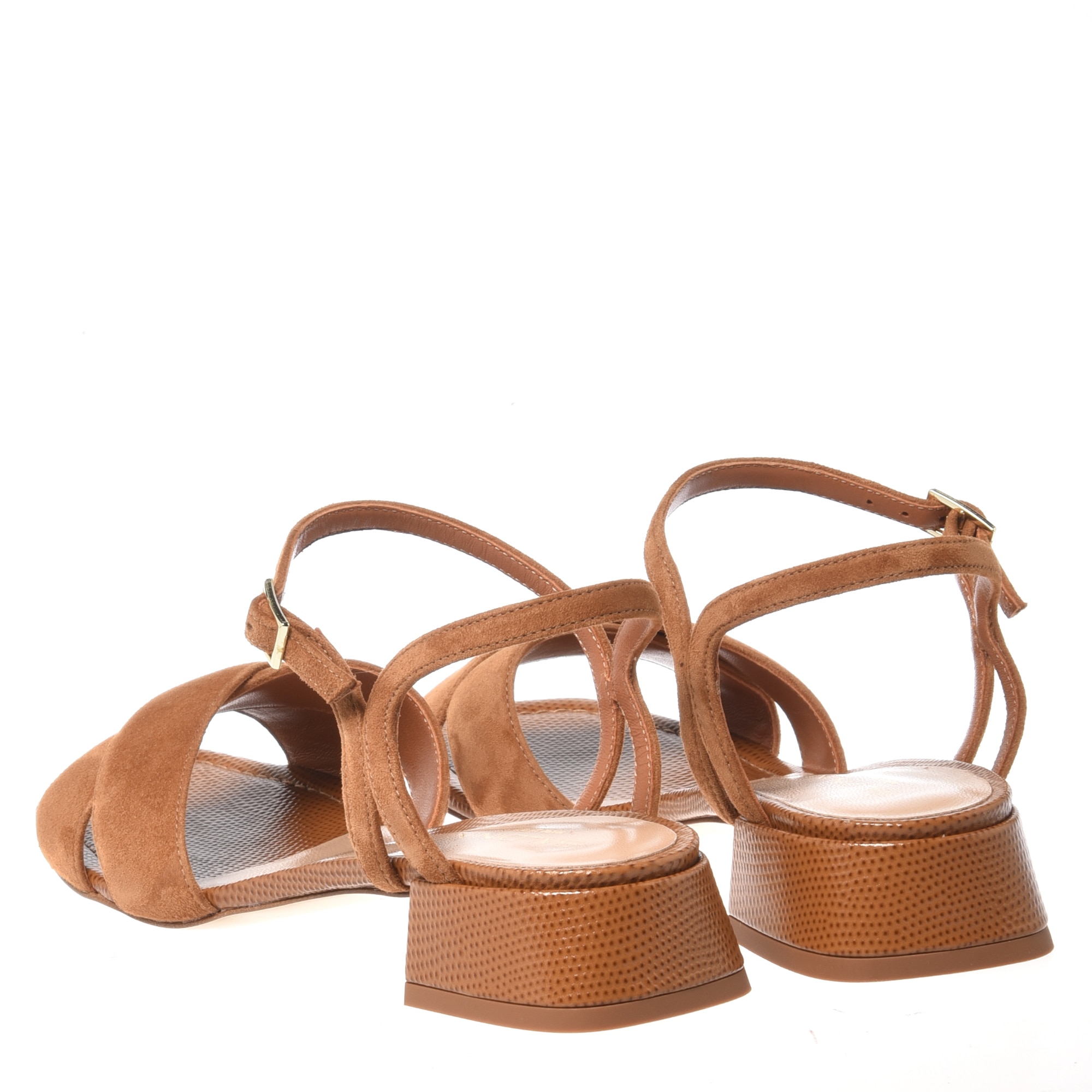 Baldinini, Sandale din piele intoarsa cu toc masiv, Maro, 41