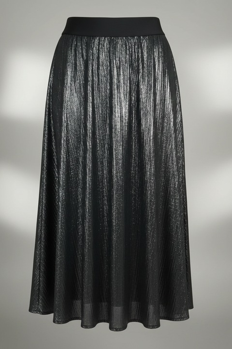 Fusta midi eleganta cu sclipici, Negru/Argintiu