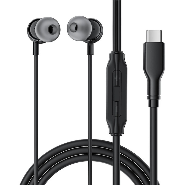 Casti cu fir, AceFast, Wired Earphones L8, in ear, cu microfon, negru, 1.2m