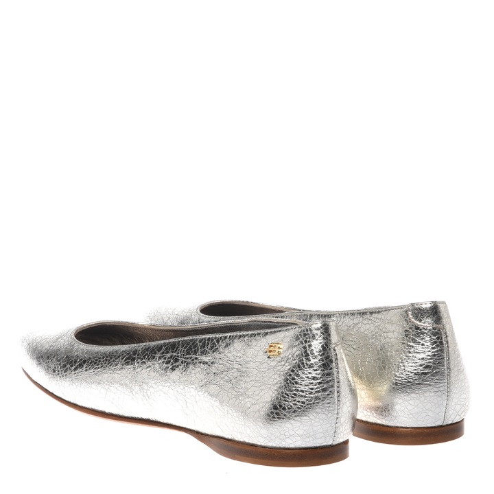 Baldinini, Balerini din piele cu aspect metalic, Argintiu
