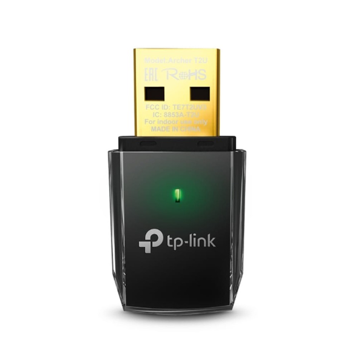 Безжичен адаптер TP-LINK Archer T2U, AC600, Dual band, USB, вградена антена