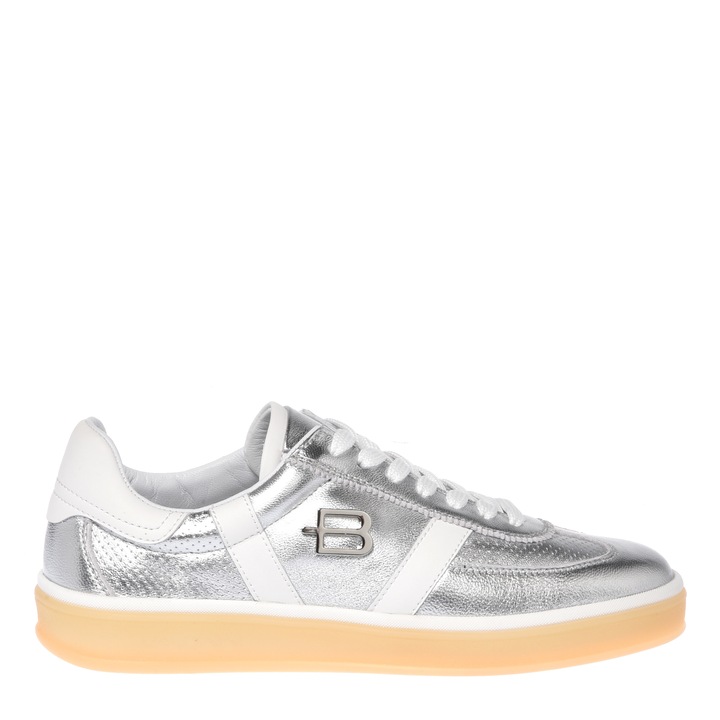 Baldinini, Pantofi sport din piele cu aspect metalic, Argintiu