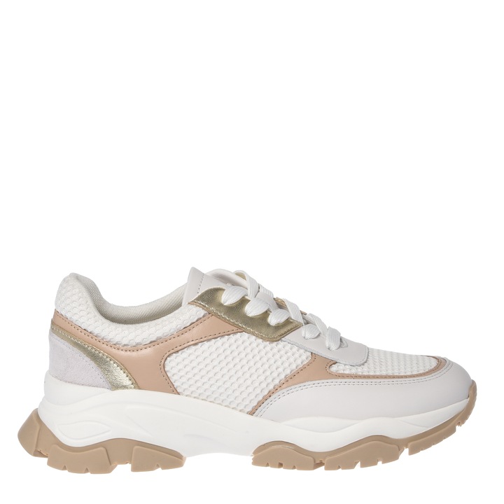 Baldinini, Pantofi sport din piele cu insertii din plasa, Alb