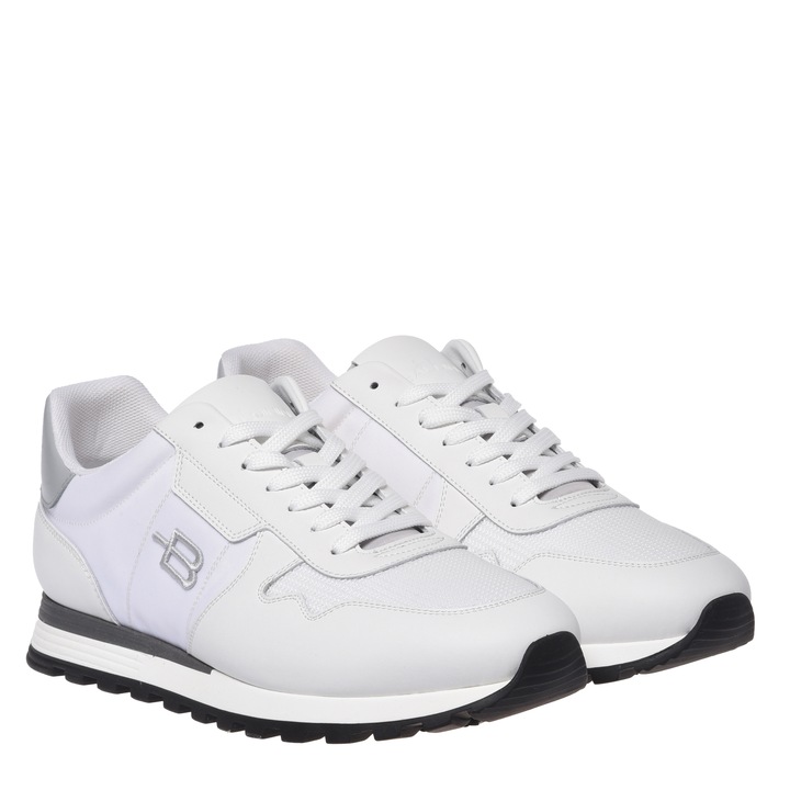 Baldinini, Pantofi sport low-cut cu garnituri de piele, Alb