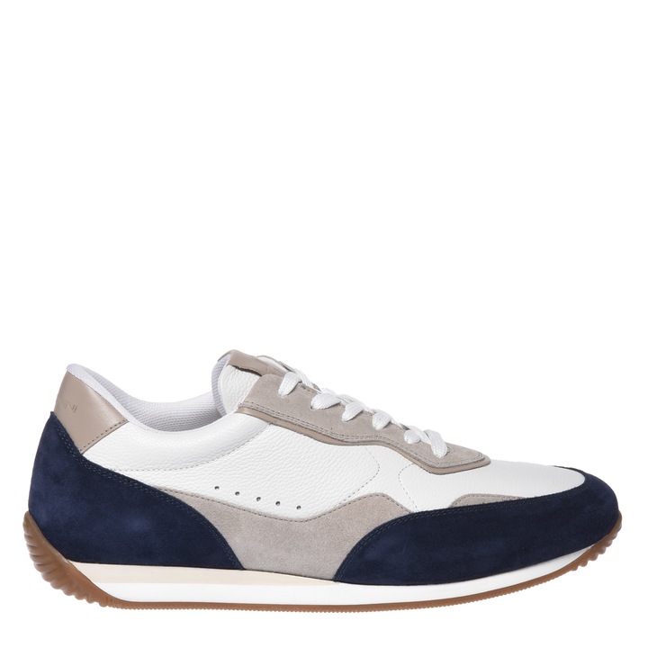 Baldinini, Pantofi sport de piele si piele intoarsa cu varf rotund, Albastru